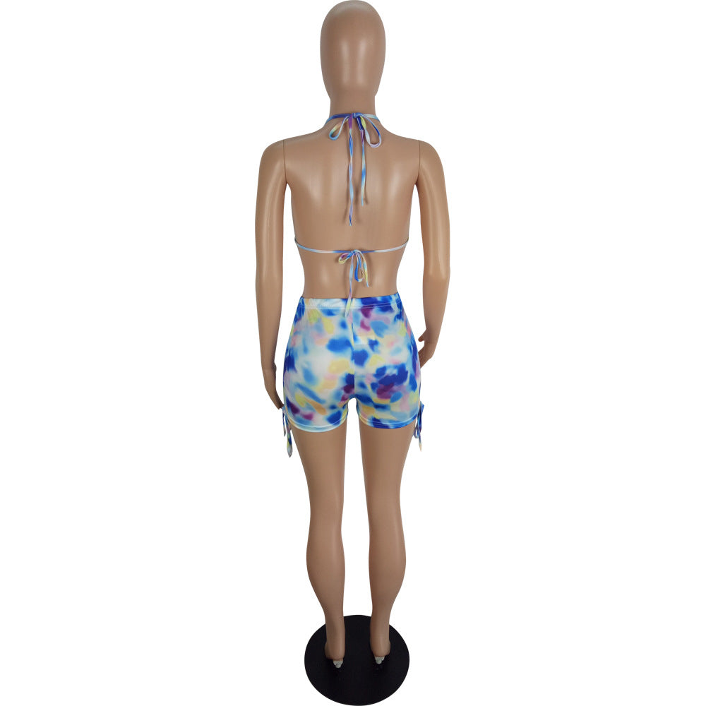 Spring And Summer Women's Sexy Multi-Color Printed Two-Piece Shorts Set 30
