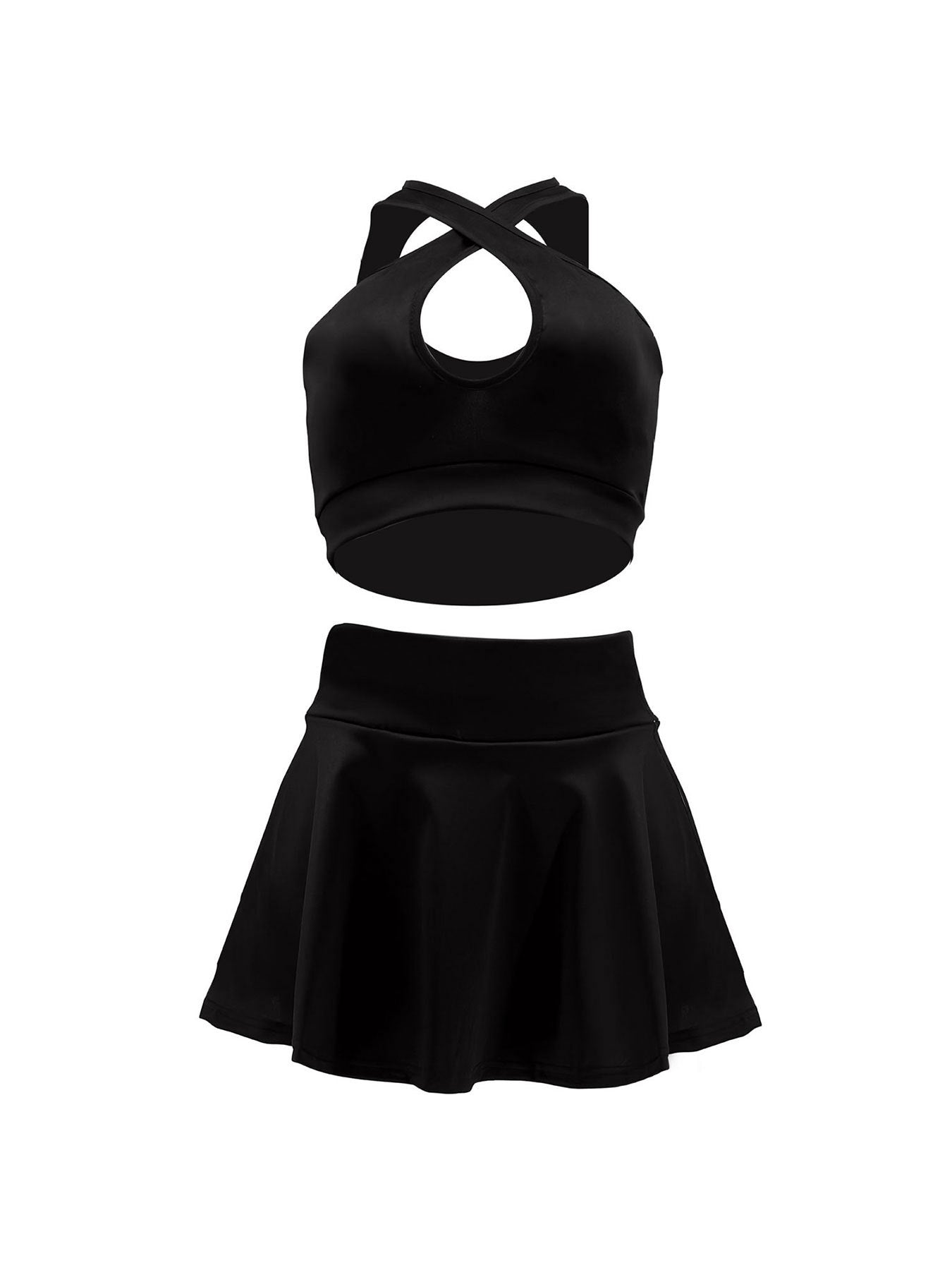 Women Summer Halter Neck Backless Top + Skirt Two-piece Set 4