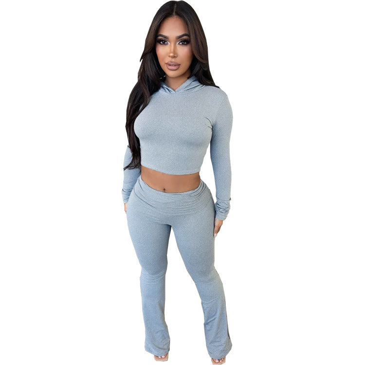 Women Long Sleeve Hooded Top and Pants Casual Two-piece Set 4