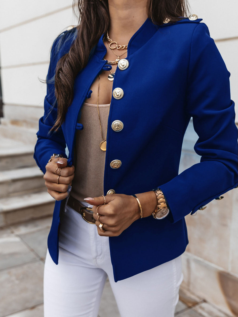 Women Long Sleeve Slim Breasted Blazer Jacket 24
