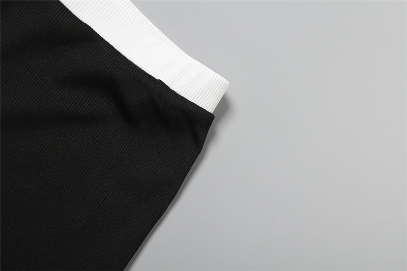 Summer Women's Short-Sleeve Turndown Collar Top with Bodycon Shorts Set 25