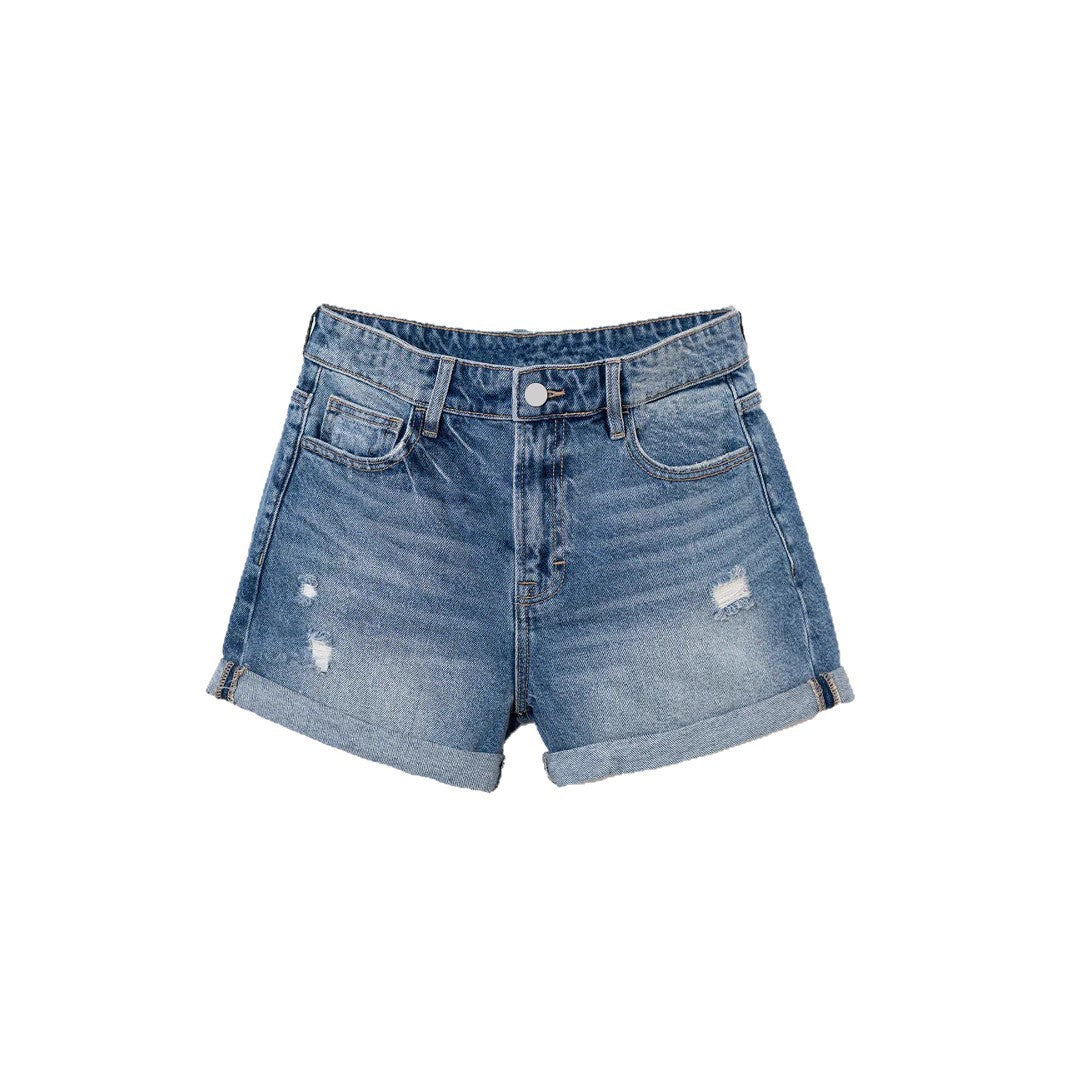 Women summer hem Hot Shorts worn washed Denim shorts 6