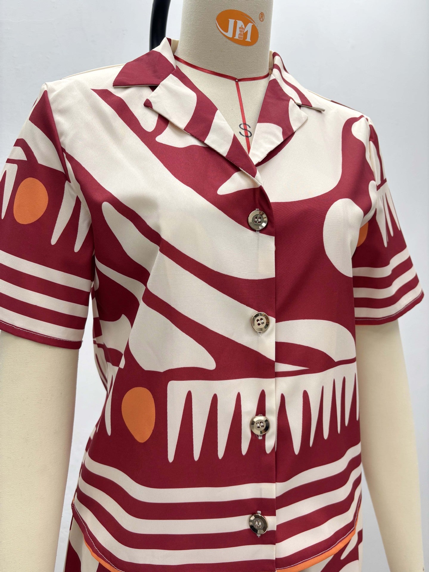 Fashion Women's Turndown Collar Printed Shirt & High-Waisted Wide-Leg Pants African Chic Elegant Two-Piece Set For Summer 10