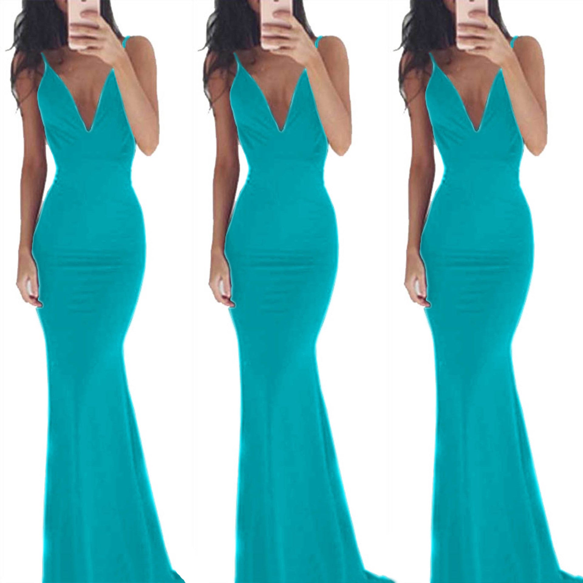 Women 's Fashionable Sexy Strap Low Back Long Cocktail Evening Dress 8