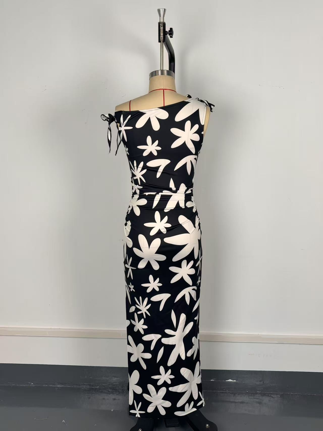 Women Floral One Shoulder Ruffle Dress 10