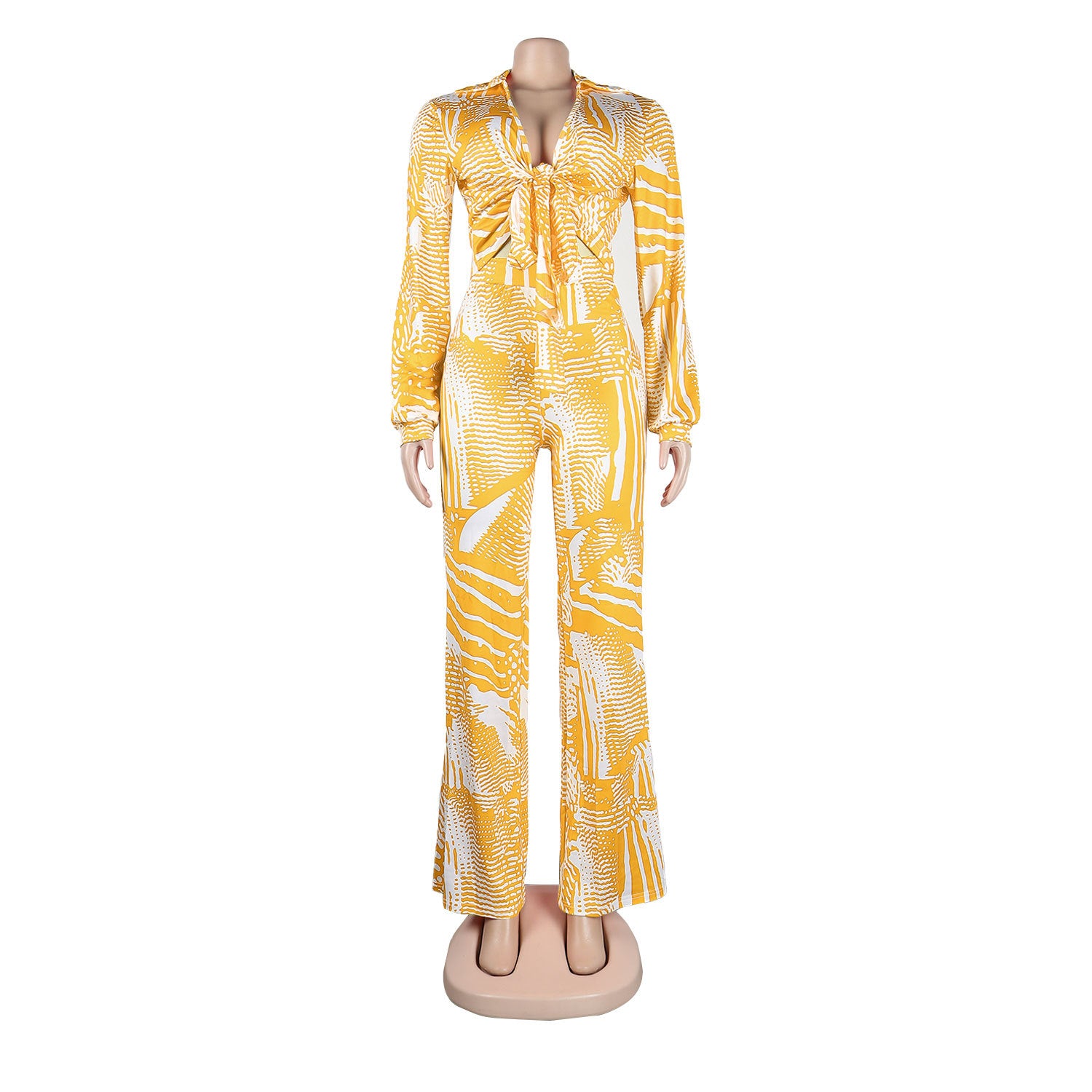 Sexy Printed Nightclub Lace-Up Two-Piece Pants Set 17