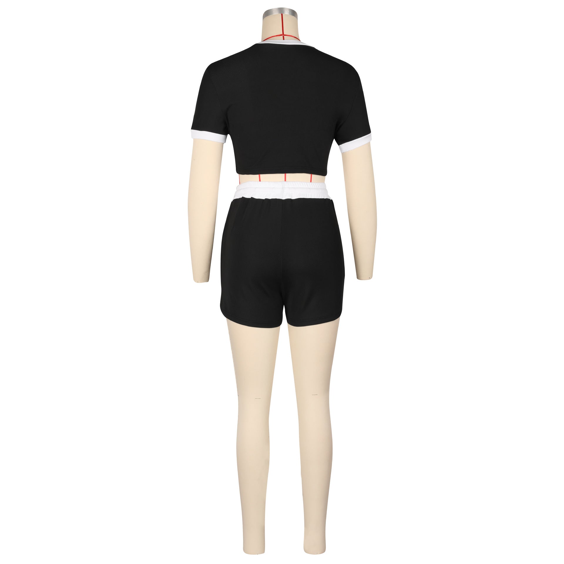 Women summer sports knitting Top and shorts two-piece set 9