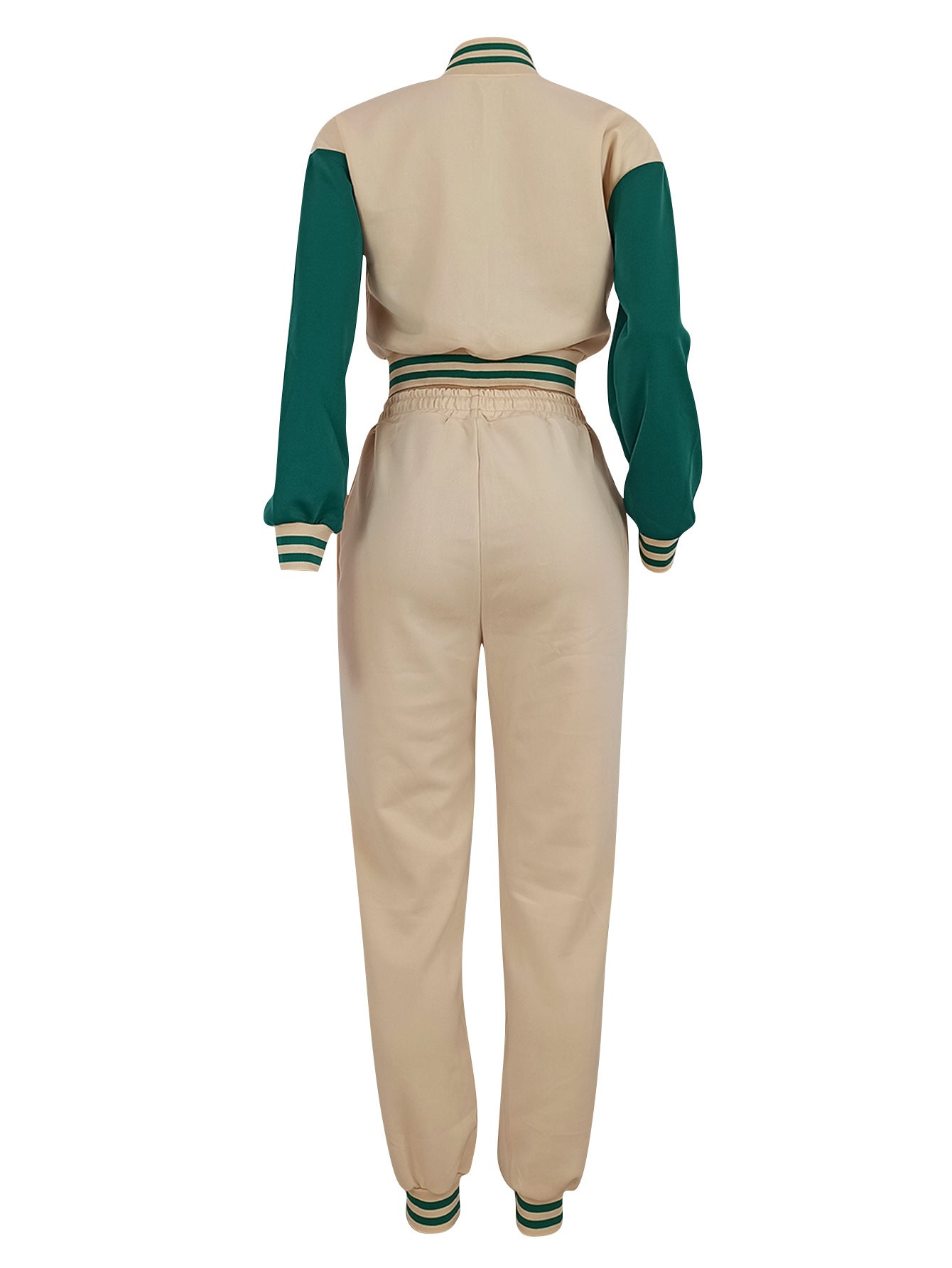 Women Patchwork Baseball Jacket and Pants Two-piece Set 10