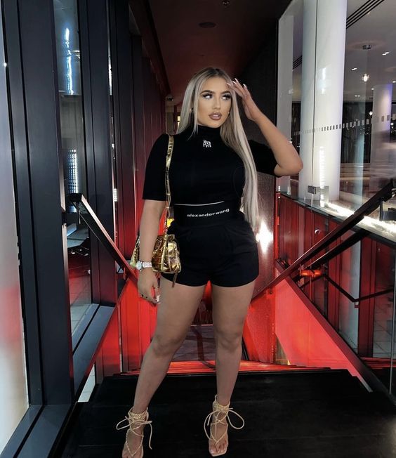 Fashion Women's Summer Black Casual Sexy Short Sleeve Shorts Two Piece Set 3