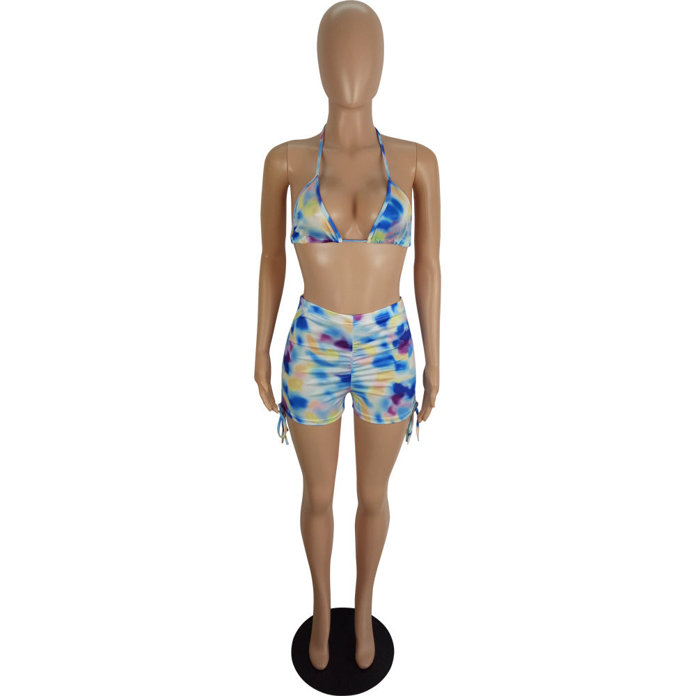 Spring And Summer Women's Sexy Multi-Color Printed Two-Piece Shorts Set 28