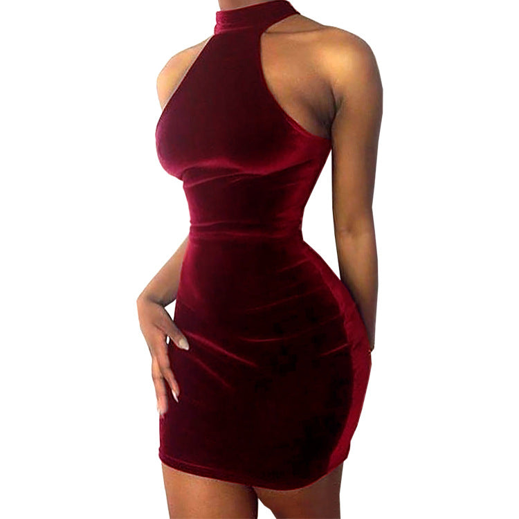 Women gold velvet sexy Bodycon Dress 10