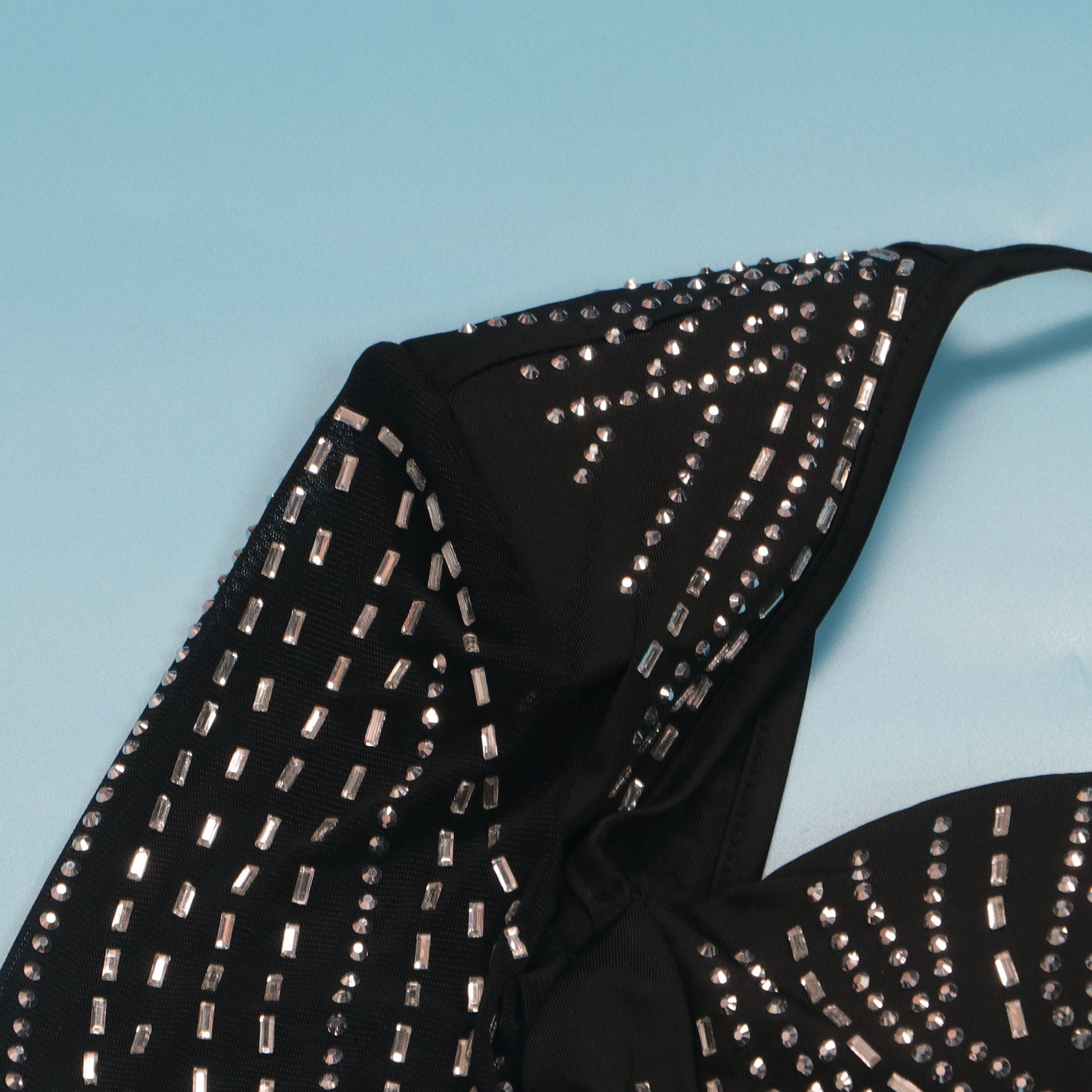 Women Sexy Long Sleeve Beaded Backless Hollow Solid Dress 34