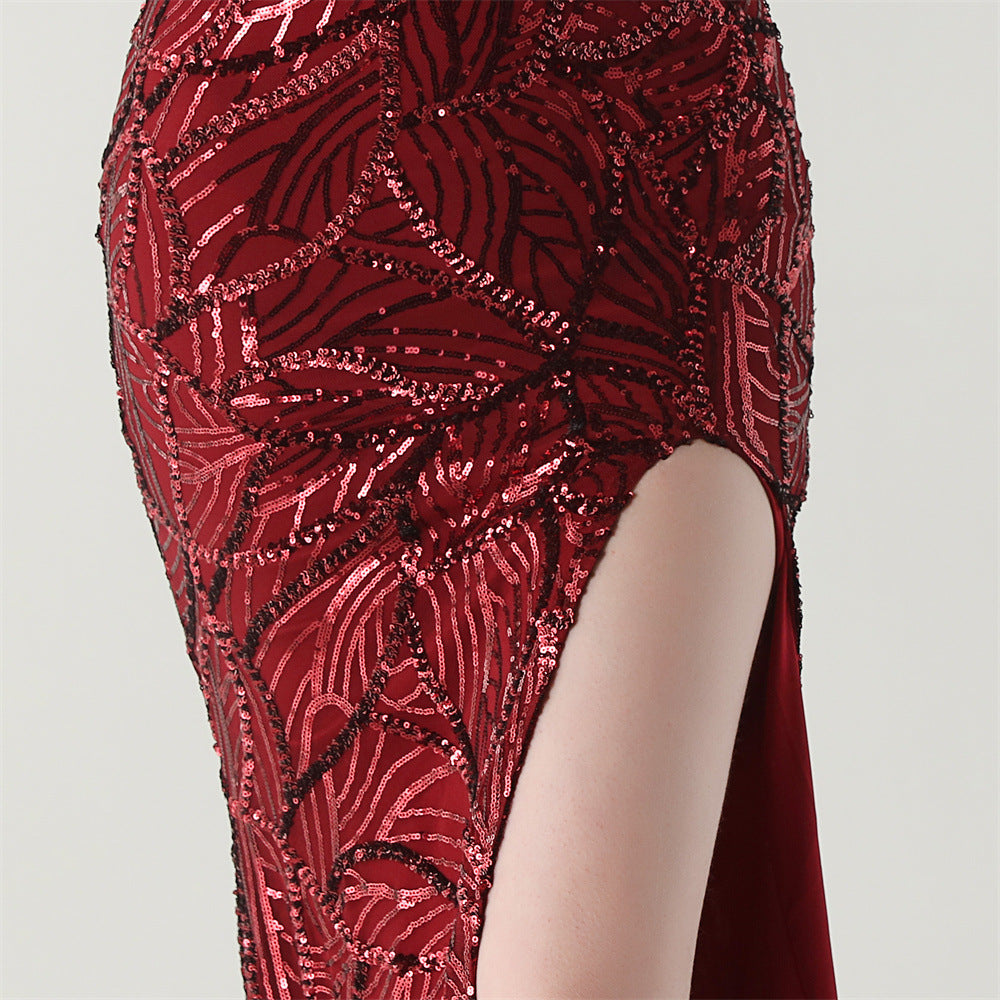 Women One Shoulder Beaded Sequin Embroidery Formal Party Prom Wedding Evening Dress 61