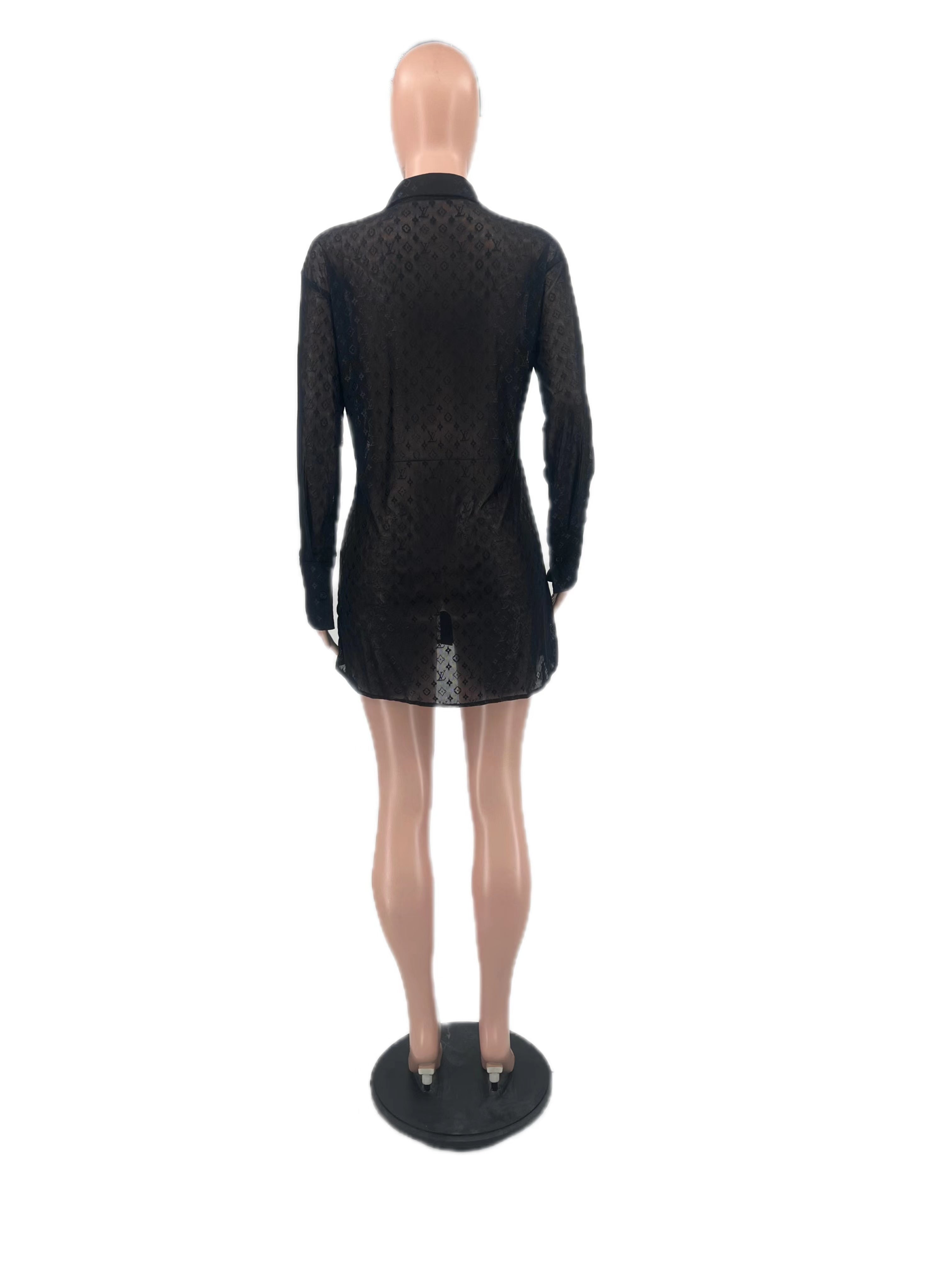 Women's Sexy Mesh See-Through Fabric Women's Shirt 9