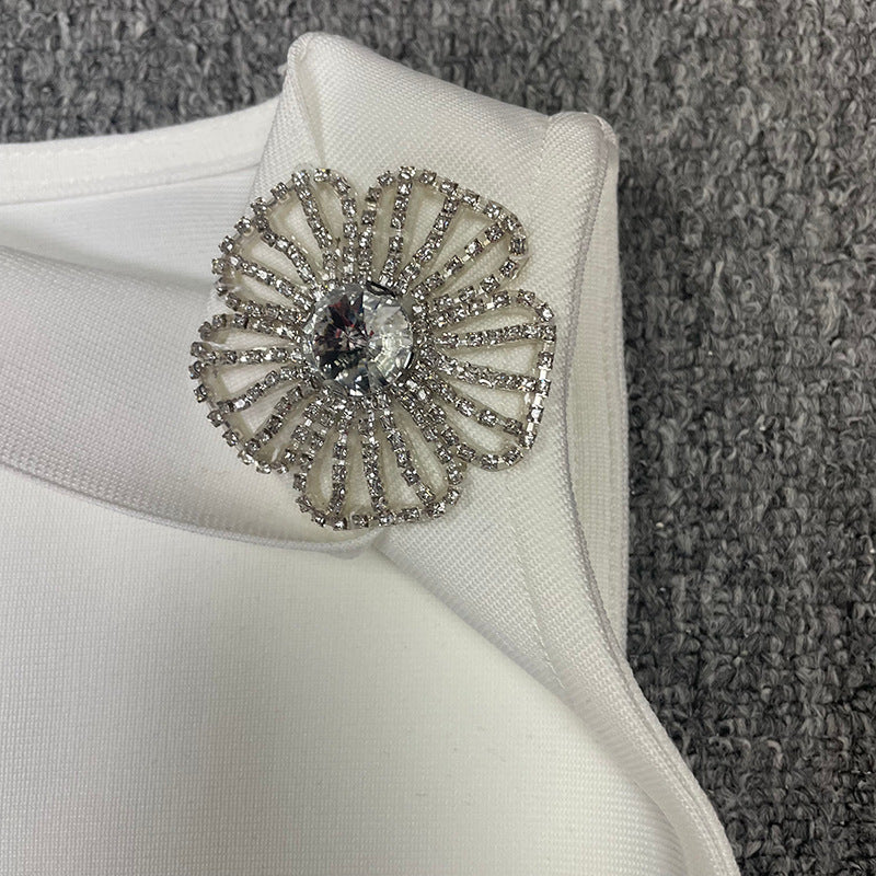 Women's Round Neck Sleeveless Luxury Rhinestone Elegant Bandage Dress 8