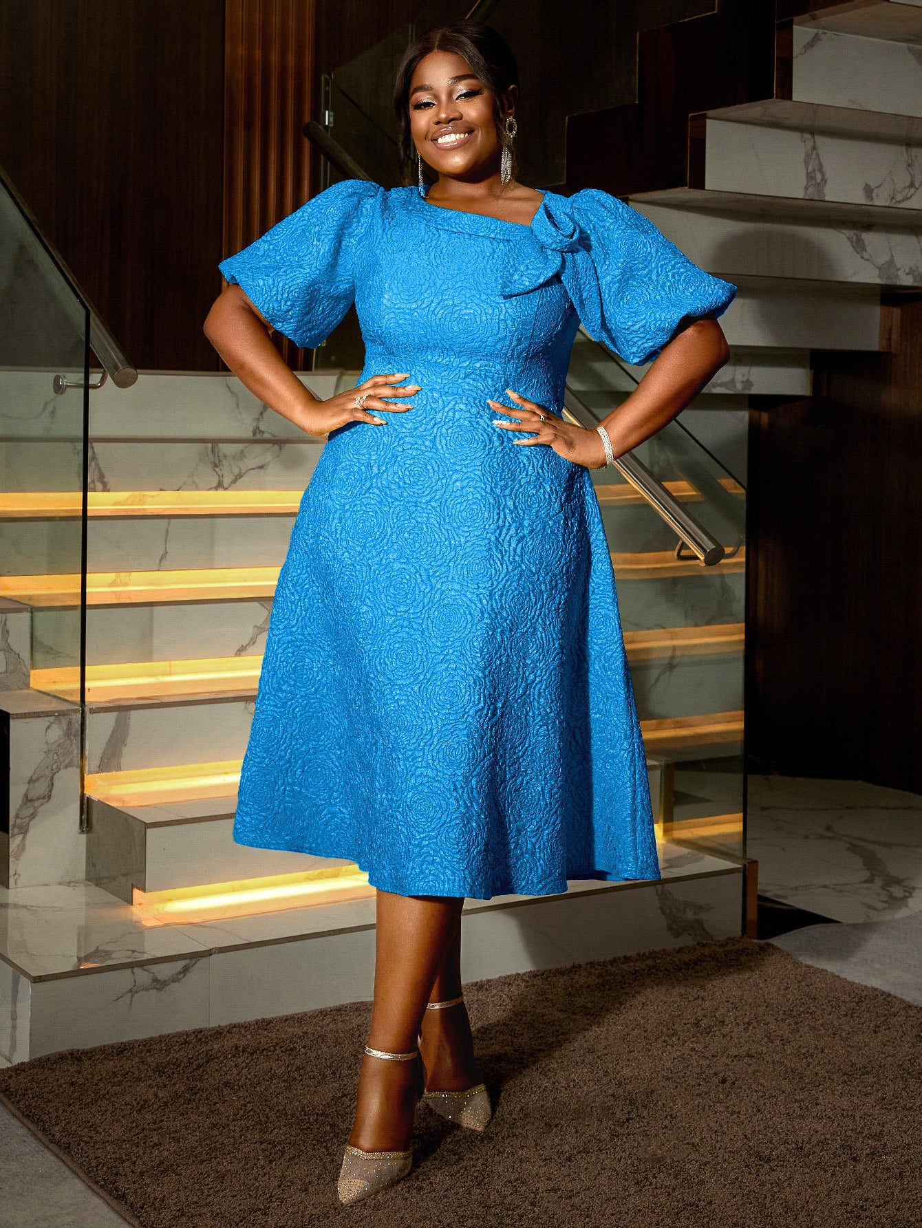 Jacquard Plus Size Fashion Formal Party A-Line Dress 12