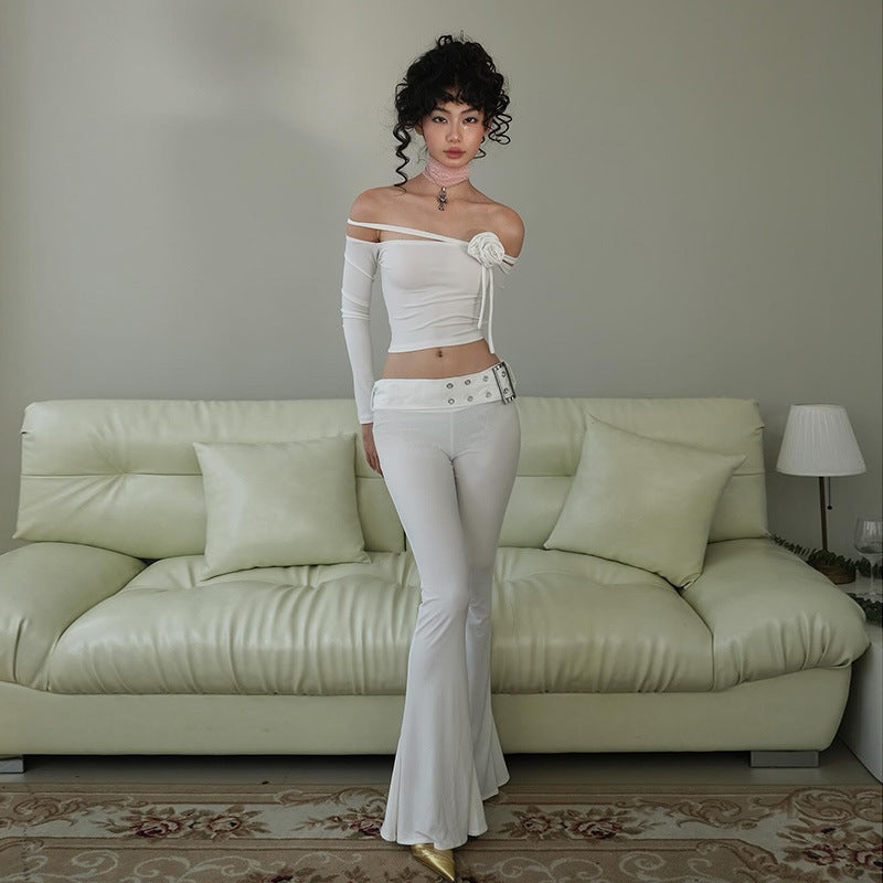 Winter And Spring Women's Sexy Fashion Trend Tight Fitting Slim Fit Mid-Waist Bell Bottom Pants