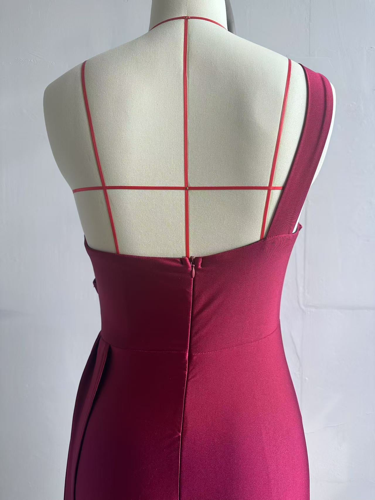 Women's Sleeveless One-Shoulder Sexy High Waist Split Evening Dress 18