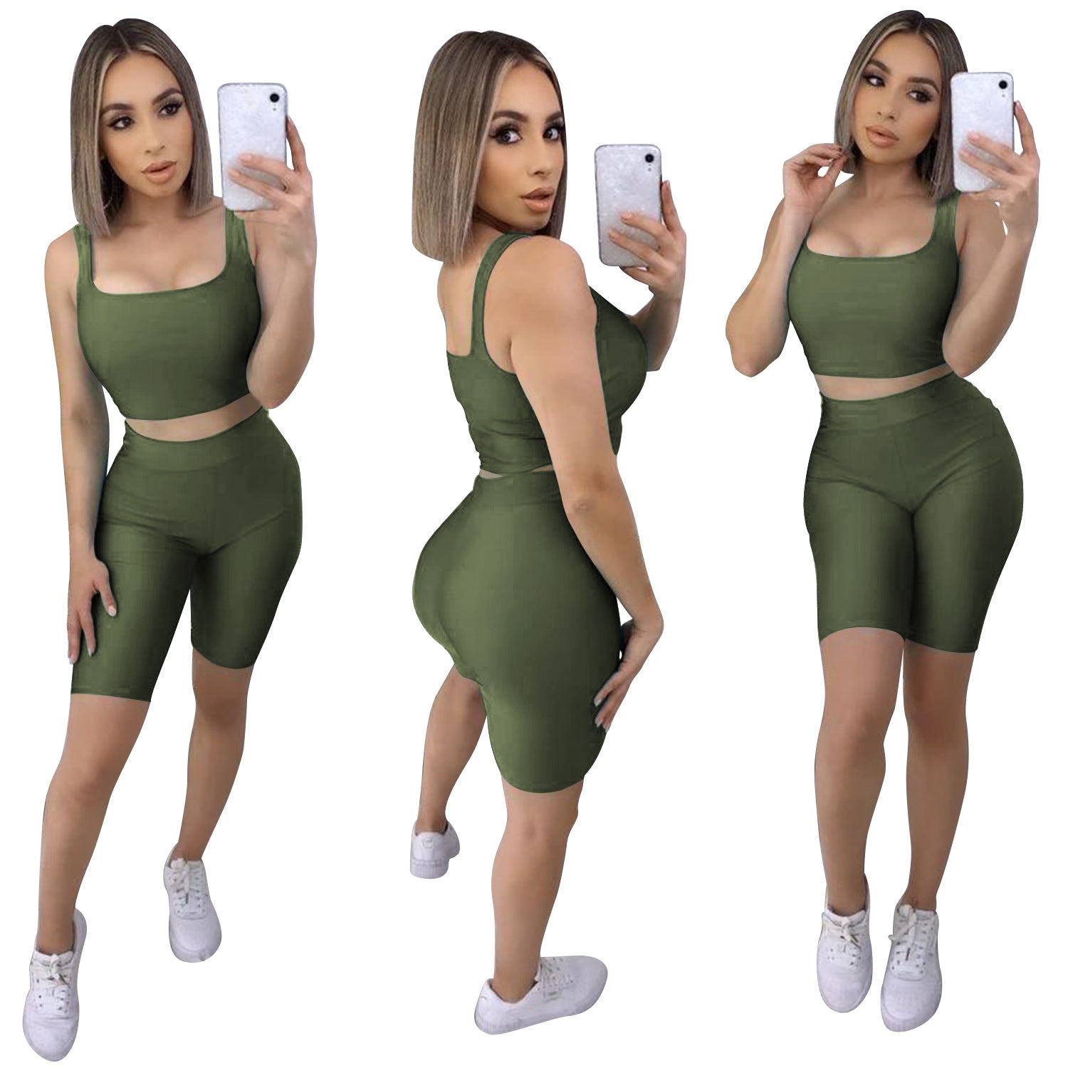 Women Sporty Top and Shorts Two-Piece Set 8