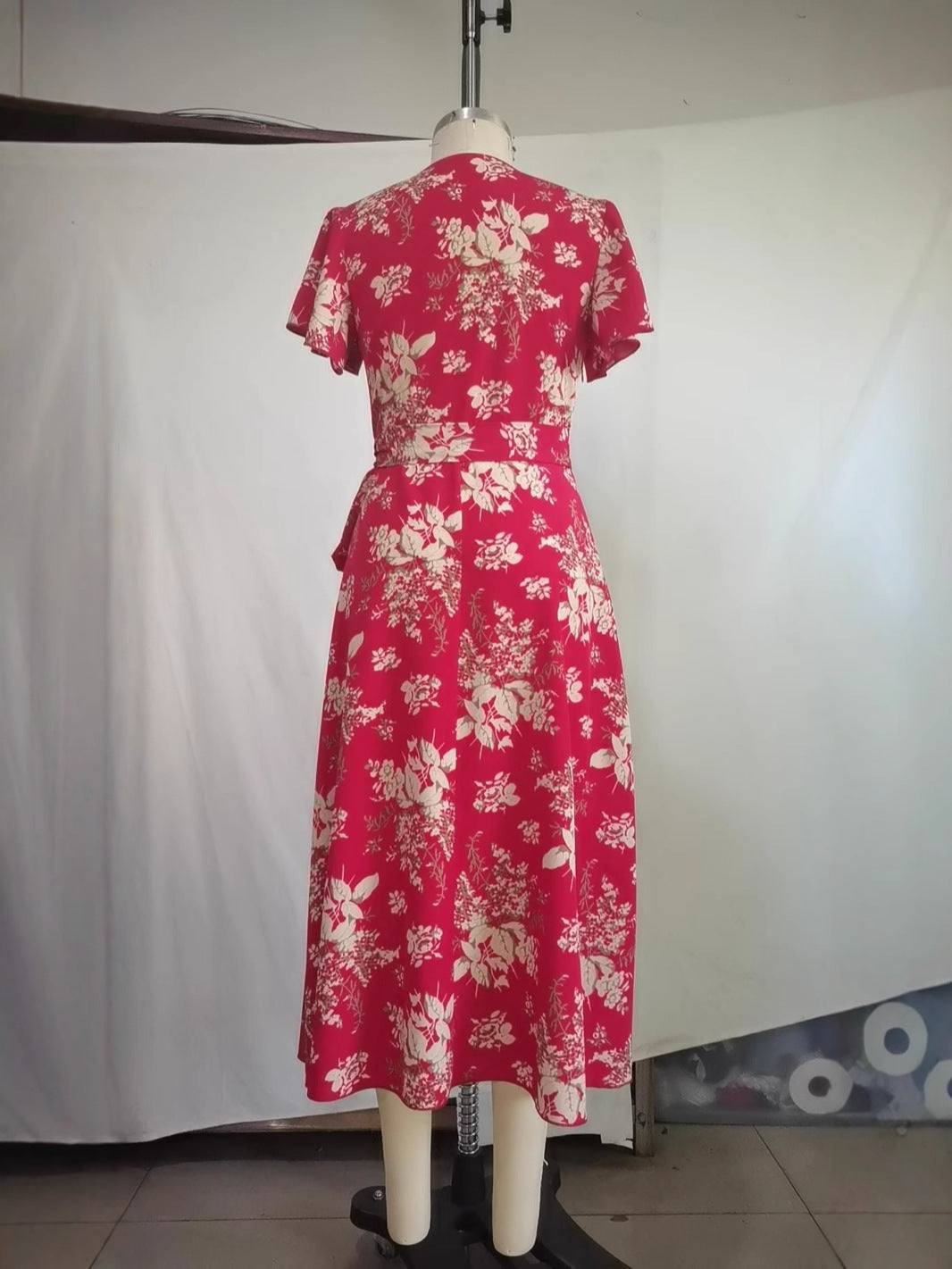 Women Spring and Summer Casual V-neck Printed Holidays Dress 3