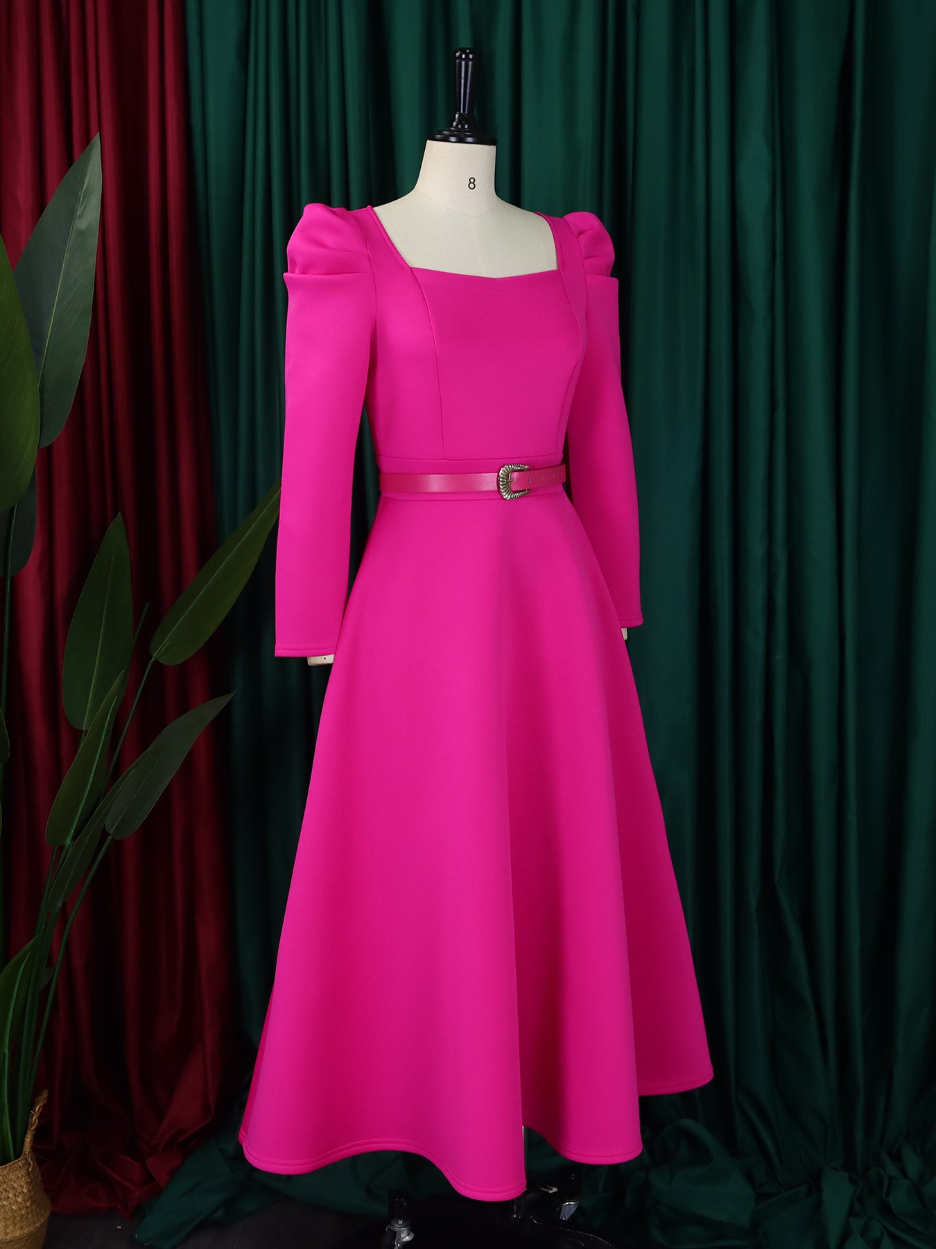 Plus Size Women Winter Puff Sleeve Formal Party Dress 16