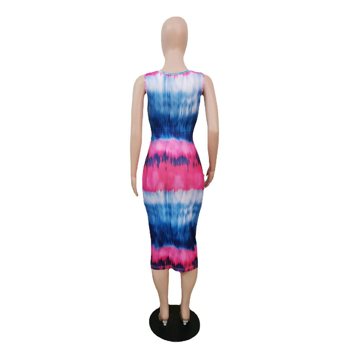 Women Spring/Summer Sexy Sleeveless Suspender Tie-Dye Print Dress 6
