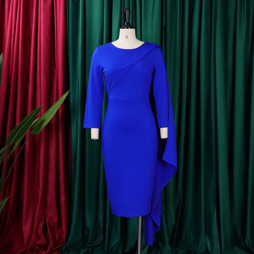 Women Solid Long Sleeve Midi Dress 26