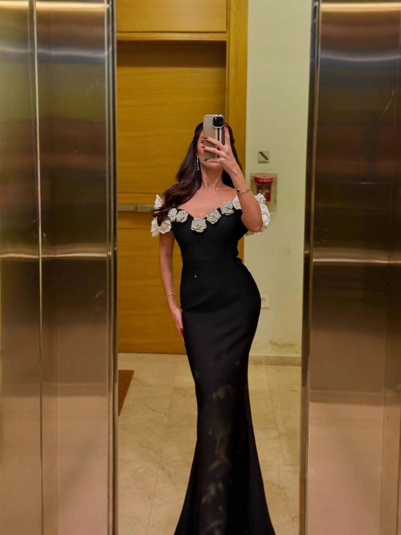 Women Strapless flower sleeveless off-shoulder maxi dress 5