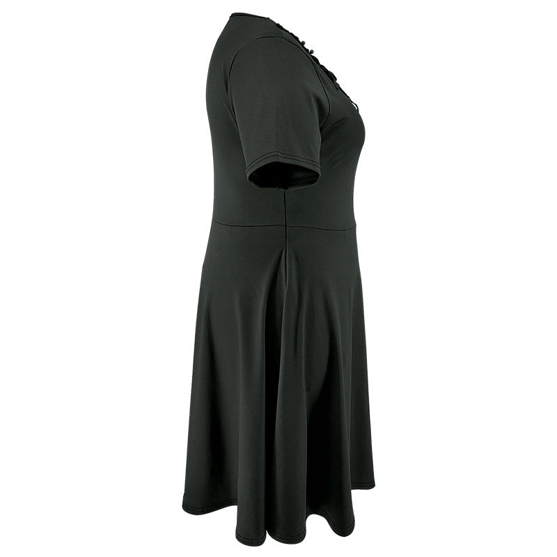 Plus Size Women's Cutout Patchwork Short Sleeve Dress 6