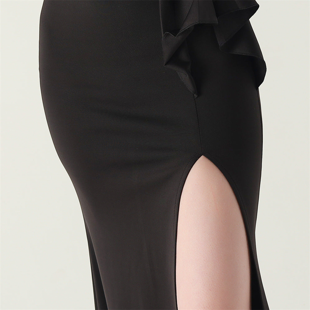 Women beaded tube pleated waist bow embroidery formal party evening dress 31