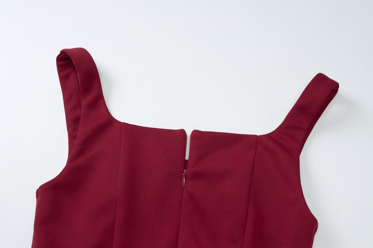 Women's Summer Fashion Sexy Low Back Zipper Slim Waist Strap Dress 17