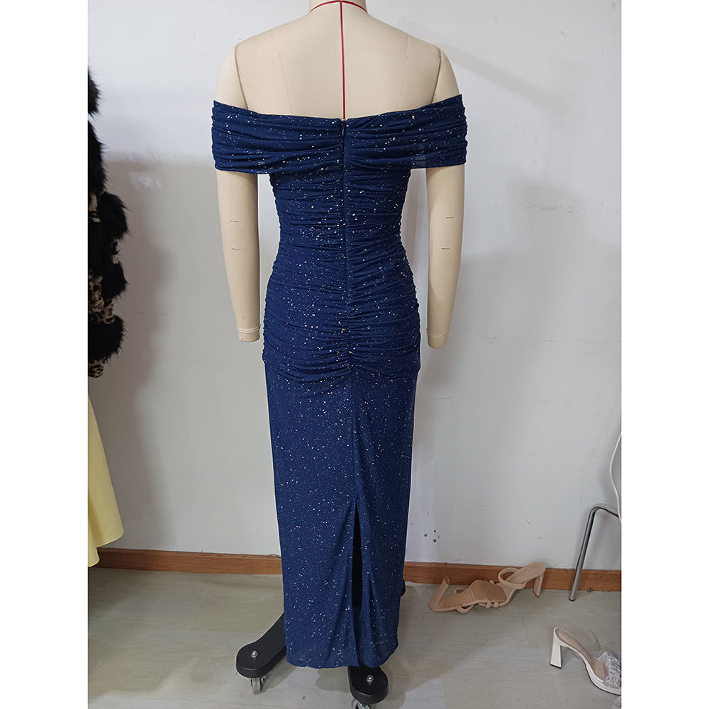 Summer Women's Fashion Off Shoulder Slim Evening Dress 8