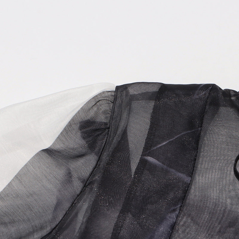 Women Vintage Paint Print Belt V-neck Long Sleeve Dress 27