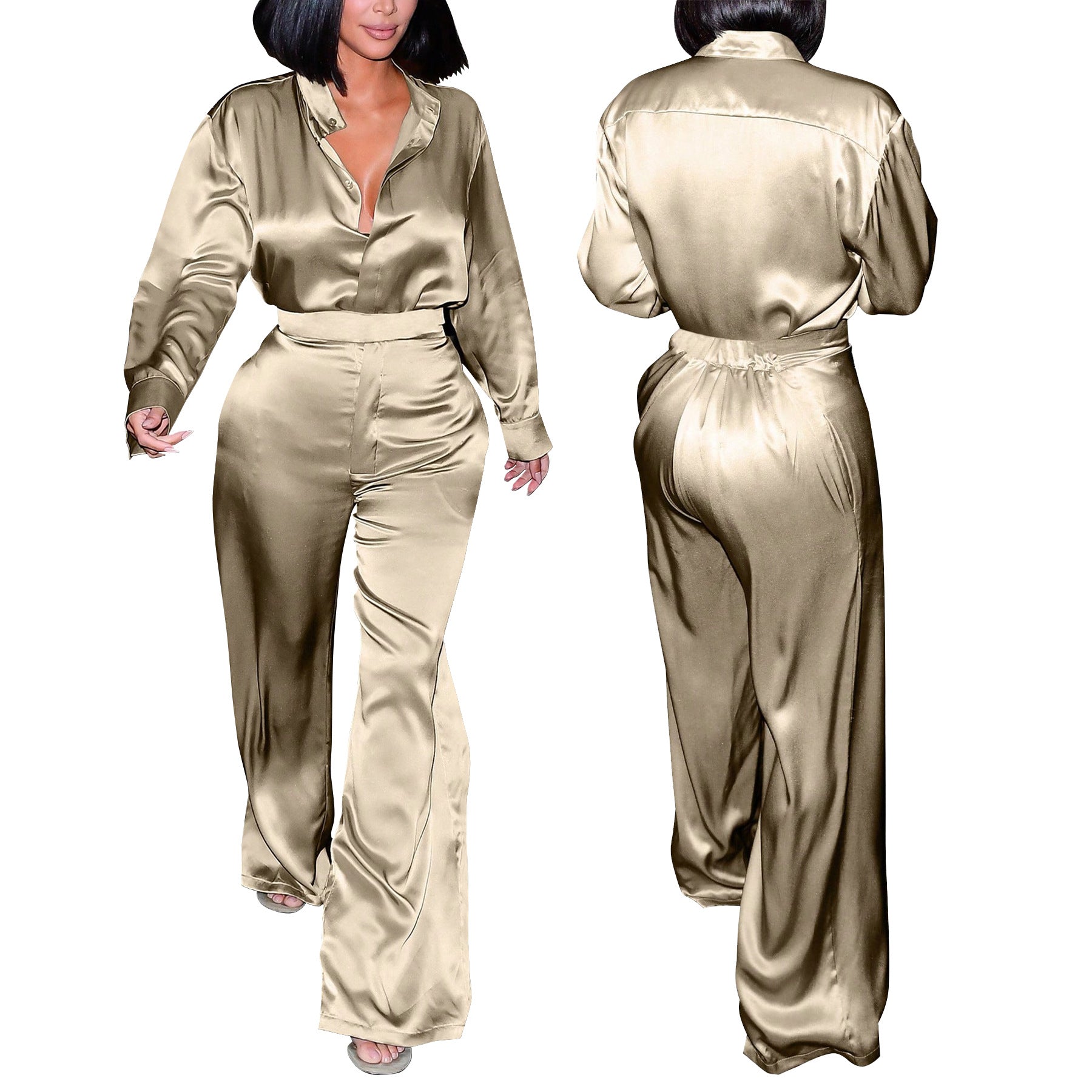 Fashion Women's Long Sleeve Shirt & Pants Set 4