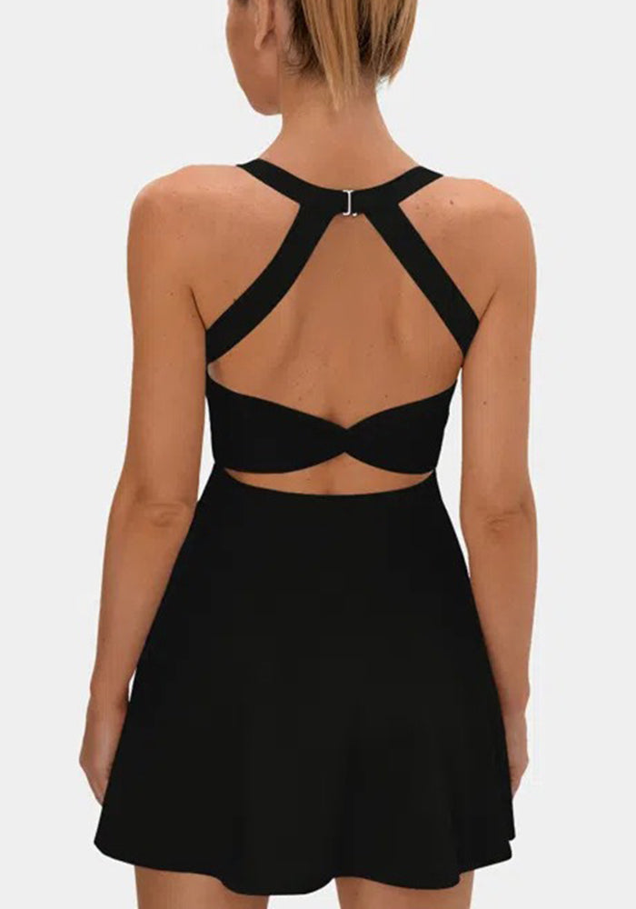 Women's High-Stretch Backless Sports Mini Dress