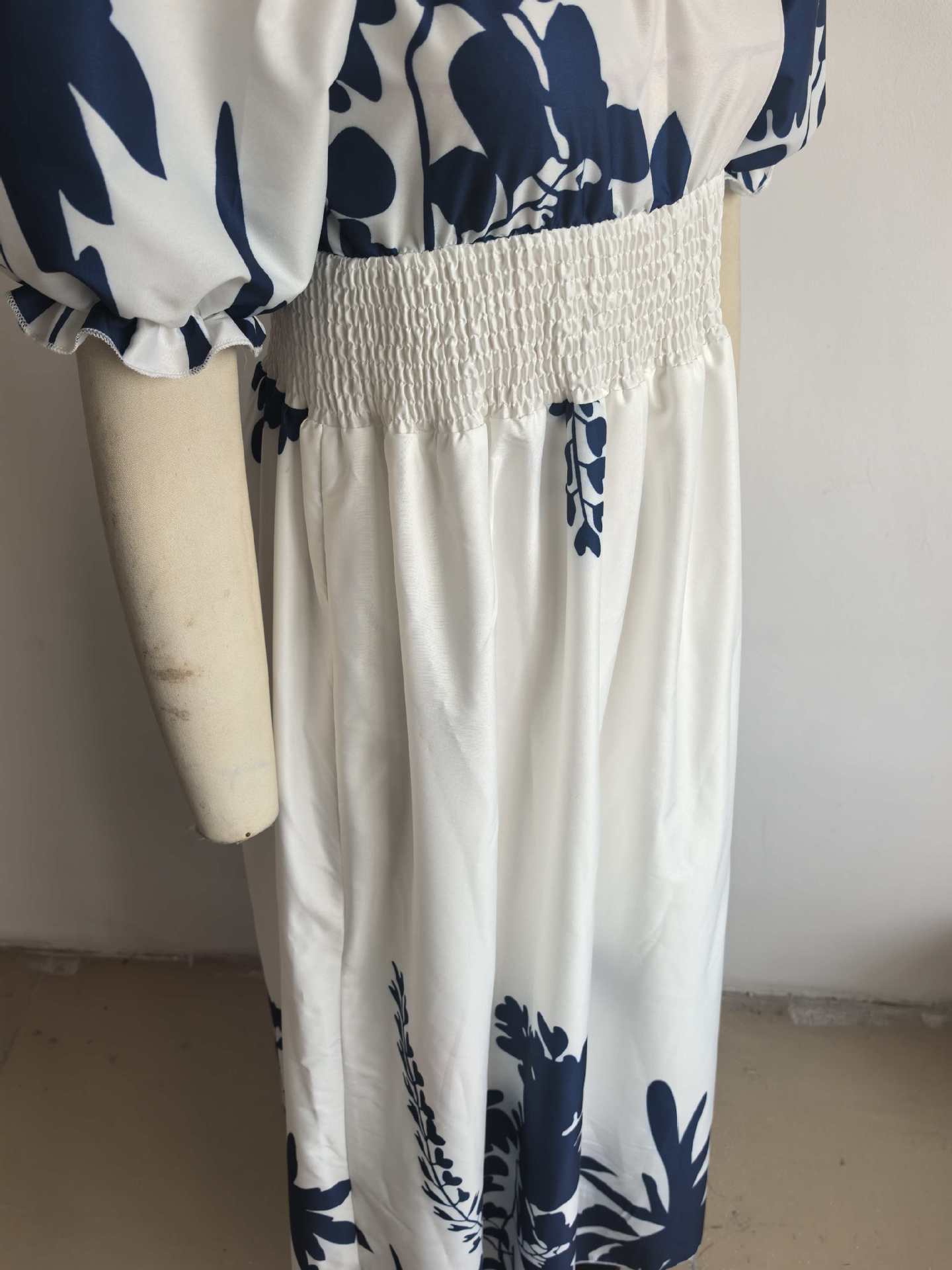 Women Summer Puff-Sleeve Printed Strap Dress 19