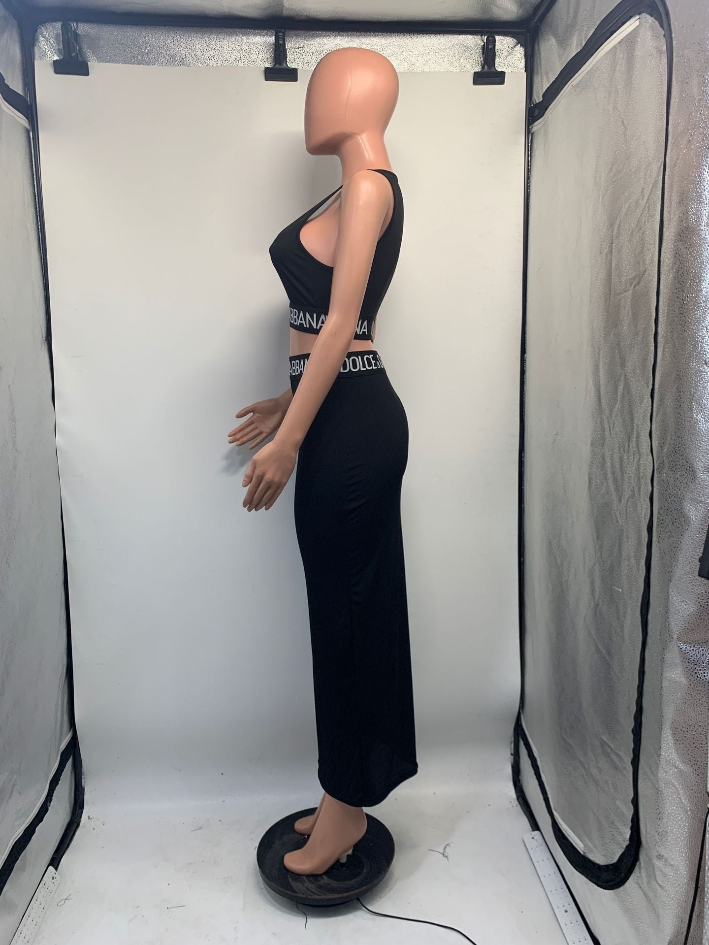 Women Summer Casual Letter Webbing Tank Top and Skirt Casual Two Piece Set 9