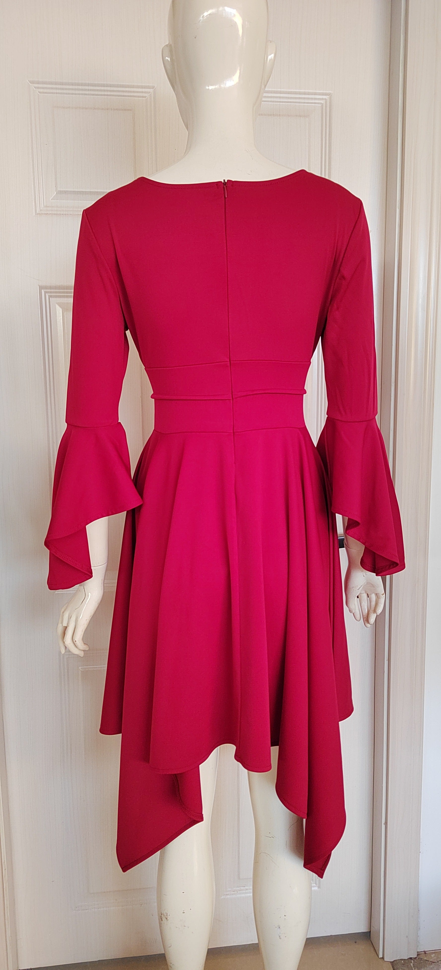 Women's Sexy Deep V Slim Ruffle Sleeve Irregular Dress 29