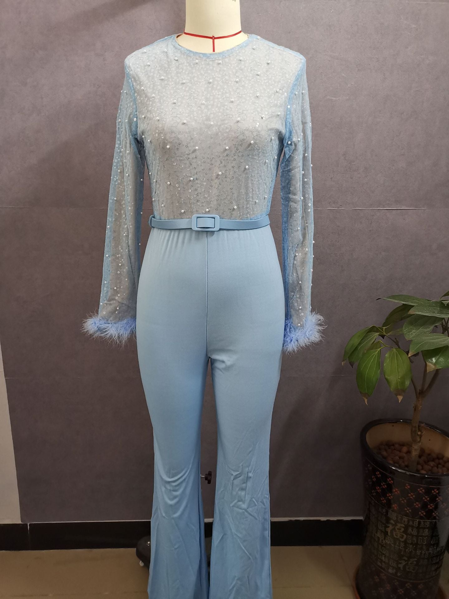 Women Feather Patchwork Jumpsuit 14