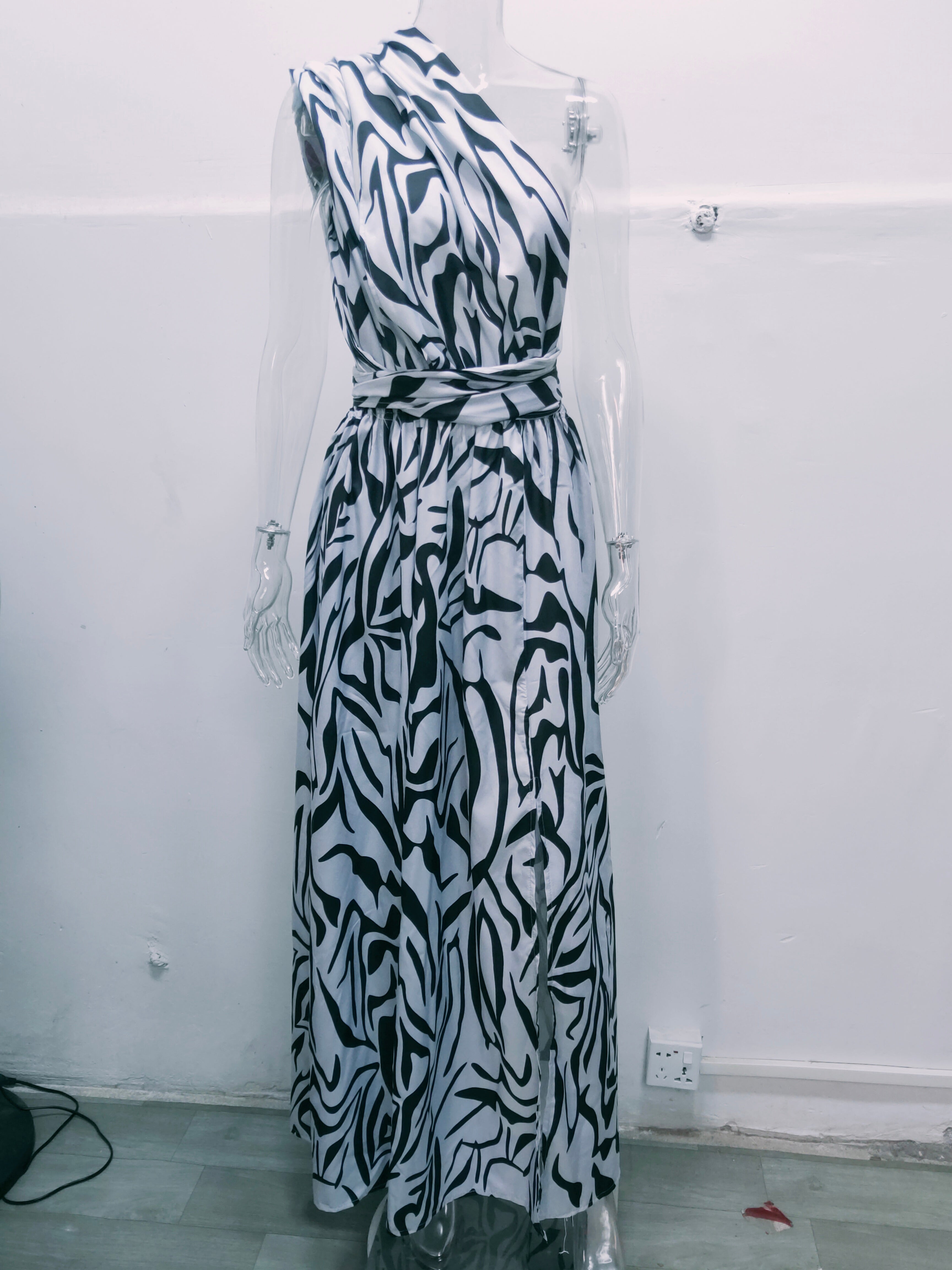 Summer Women'S Sexy One Shoulder Sleeveless Printed Long Maxi Dress For Women 9