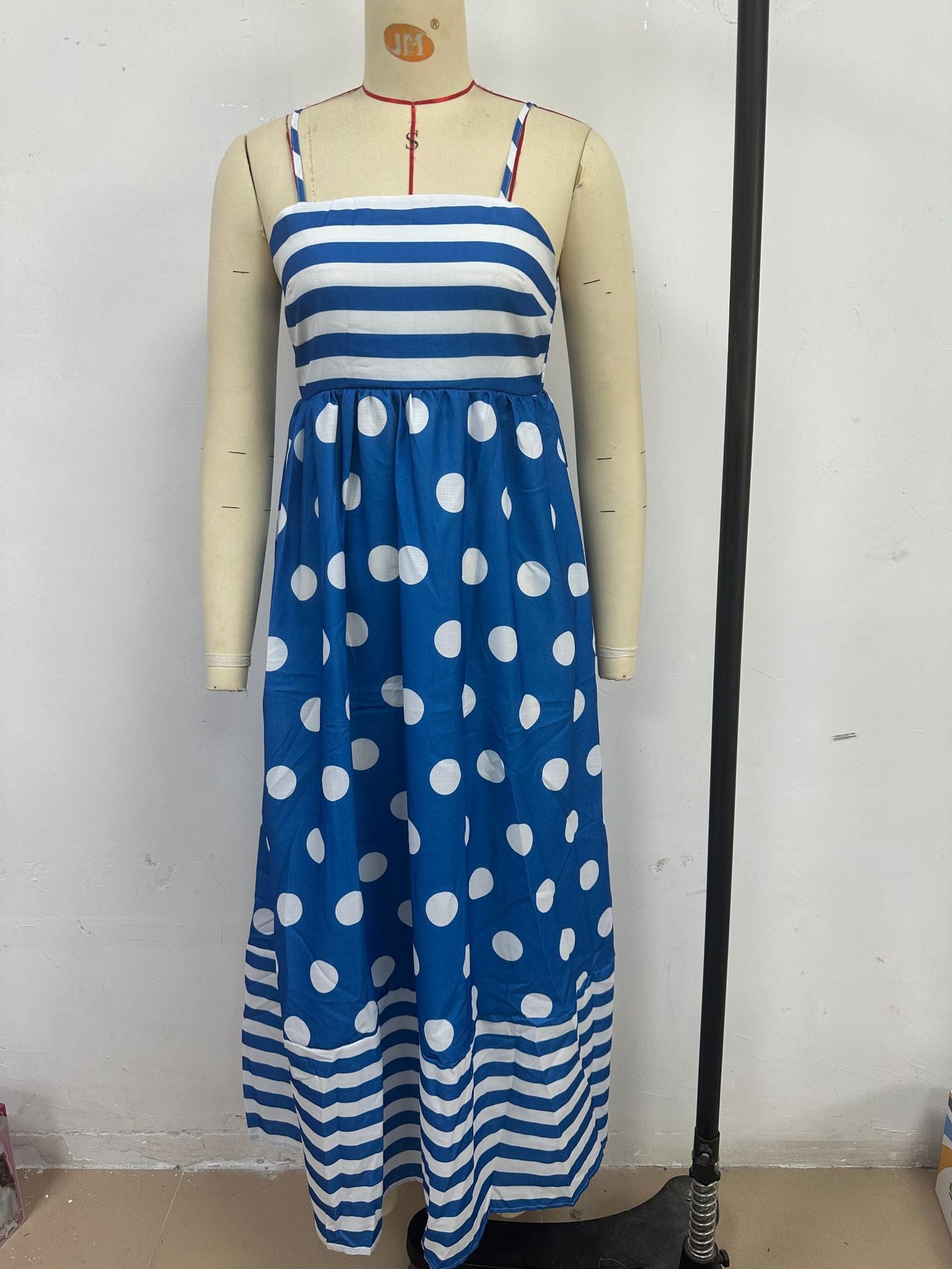 Summer Fashion Print Low Back Strap Sexy High Waist Long Dress 11