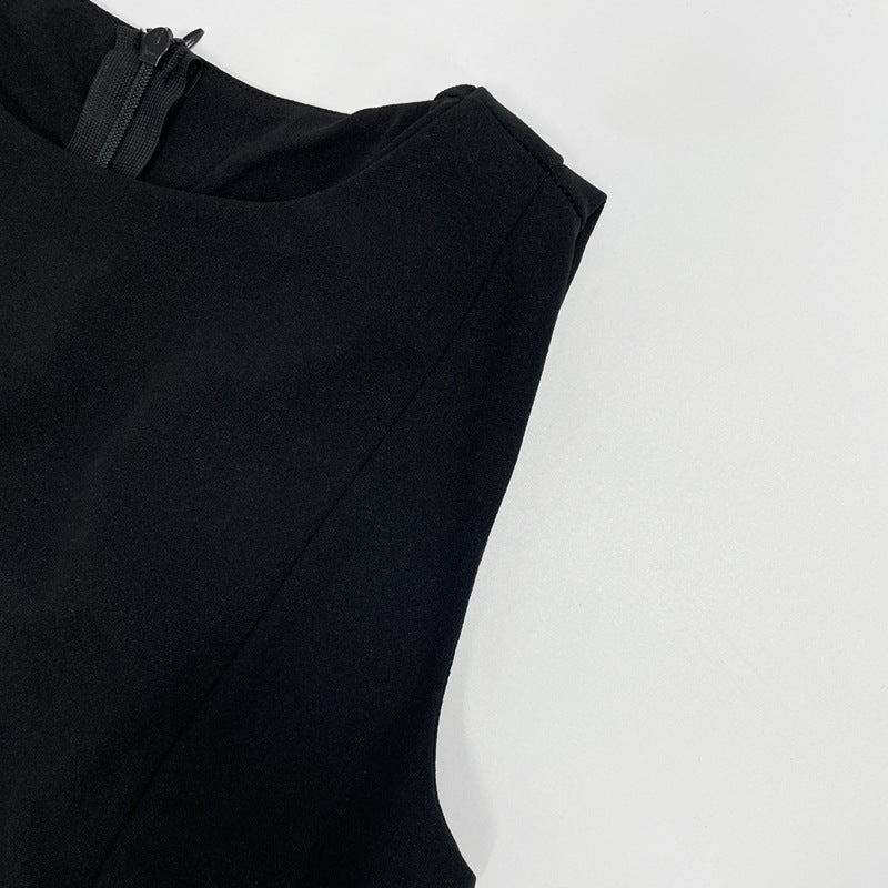 Women Spring/Summer Sleeveless Solid Round Neck Bodycon Dress 23