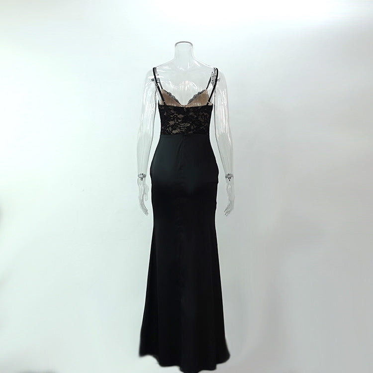 Women summer lace sexy suspender fishtail dress 6