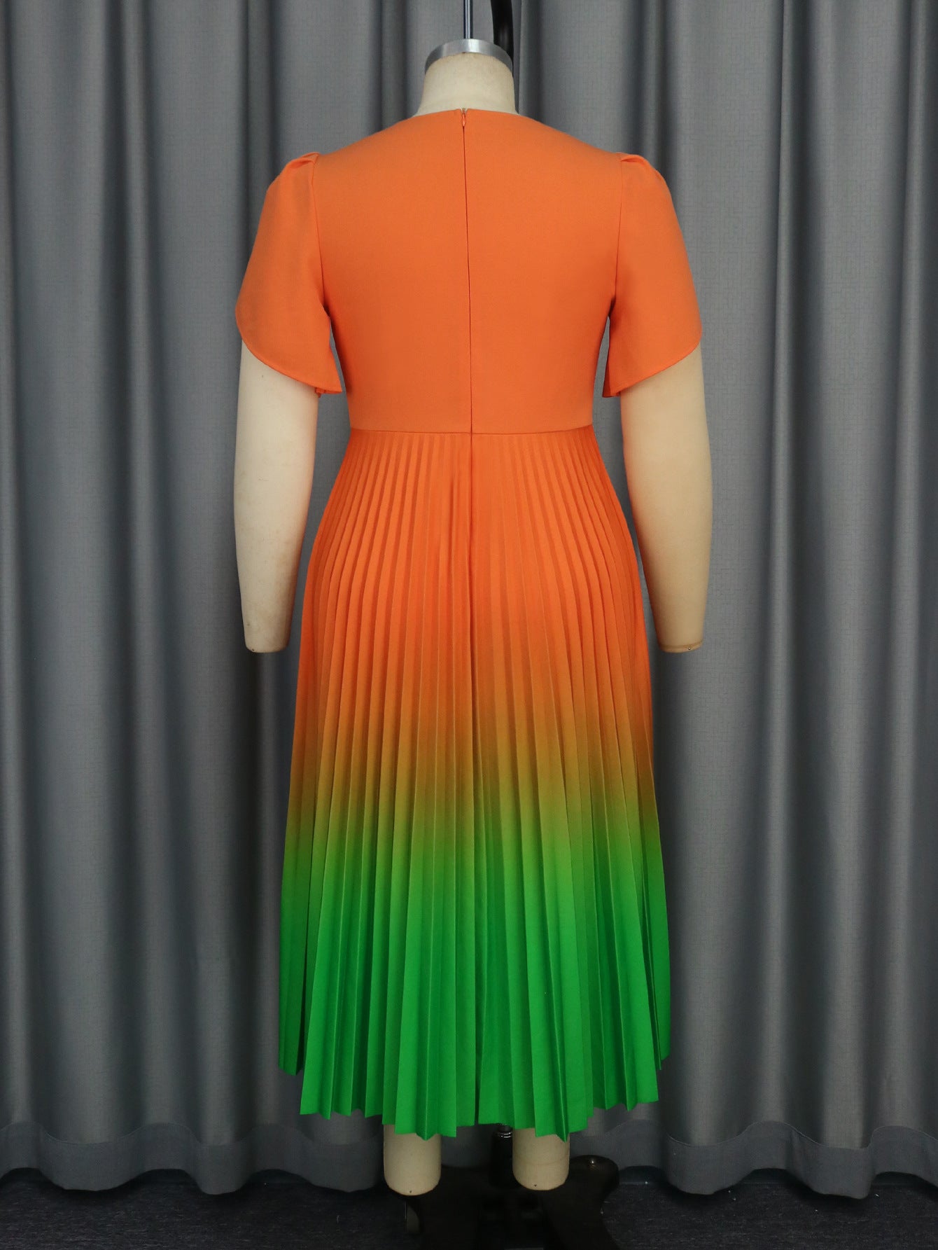 Women Gradient Contrast Formal Party Comfortable Pleated Dress 7