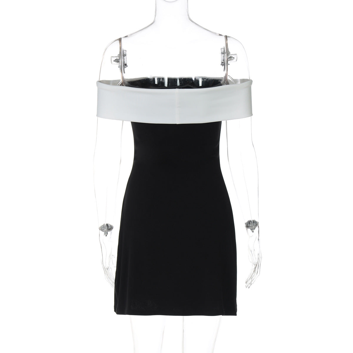 Women Sexy Off Shoulder Layered Contrast Raglan Mini Dress 10