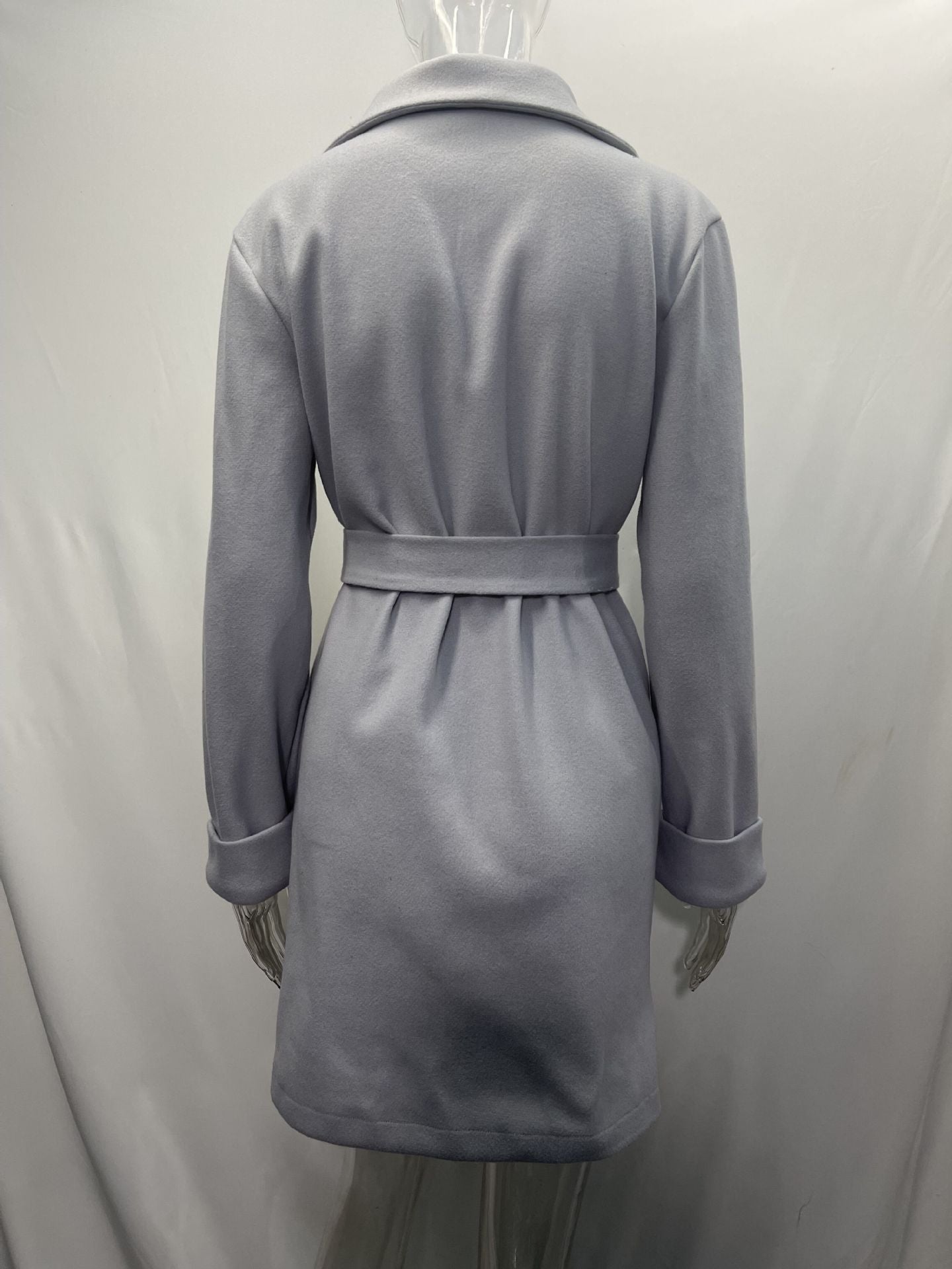 Women Belt Turndown Collar Coat 29