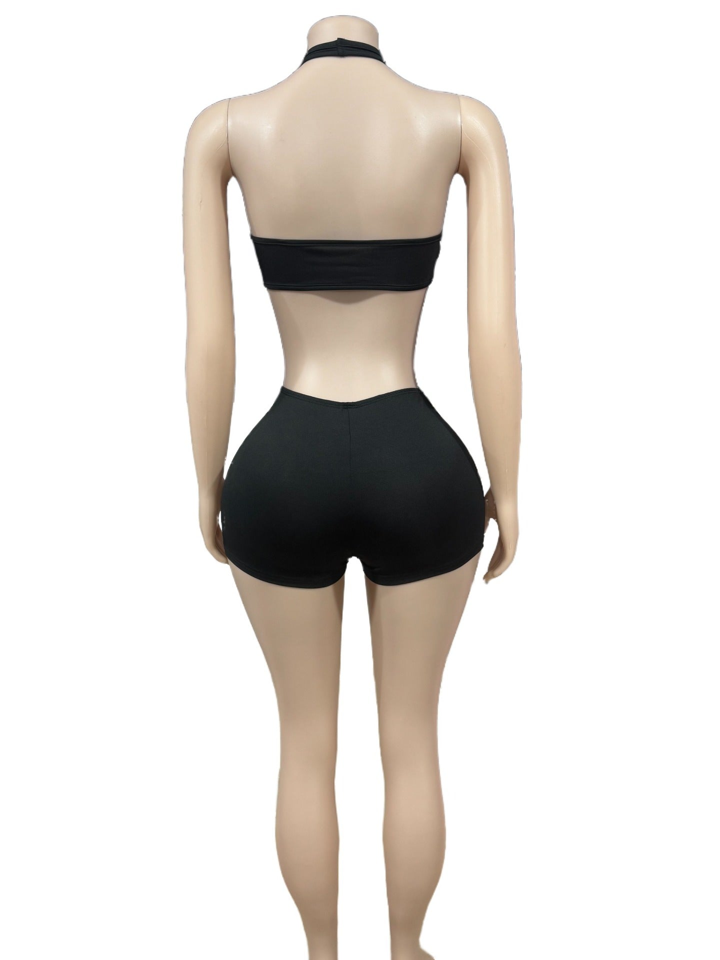 Sexy Slim Halter Neck Strapless Two-Piece Shorts Set 11