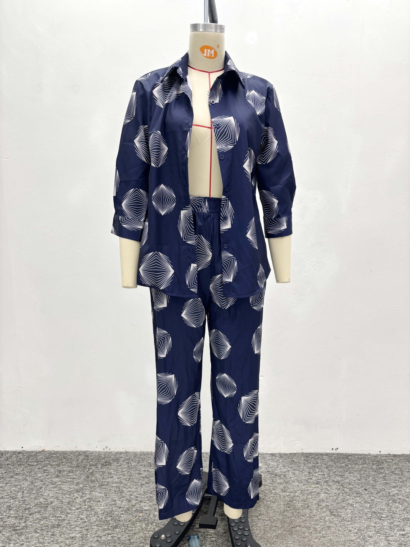 Plus Size African Women Printed Shirt and trousers two-piece set 7