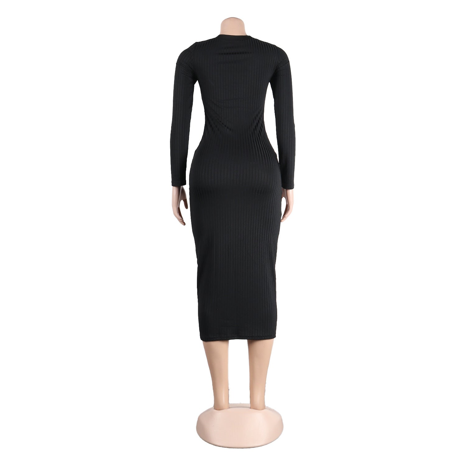 Sexy Slim Fit Solid Color Ribbed Long Bodycon Dress 10