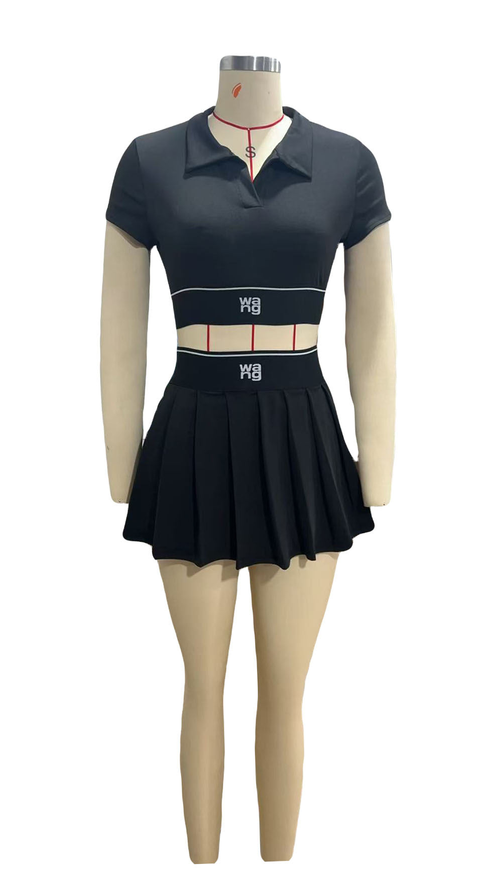 Women Casual Crop Polo T-shirt And Skirt Two-piece Set 10